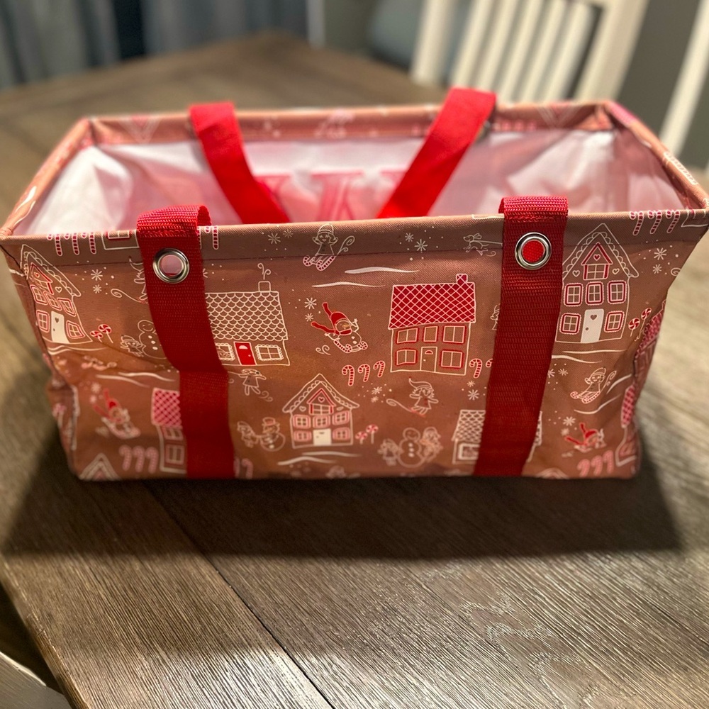 NWOT thirty-one Medium utility tote IN gingerbread print. Personalized. NLA RARE - Picture 6 of 8